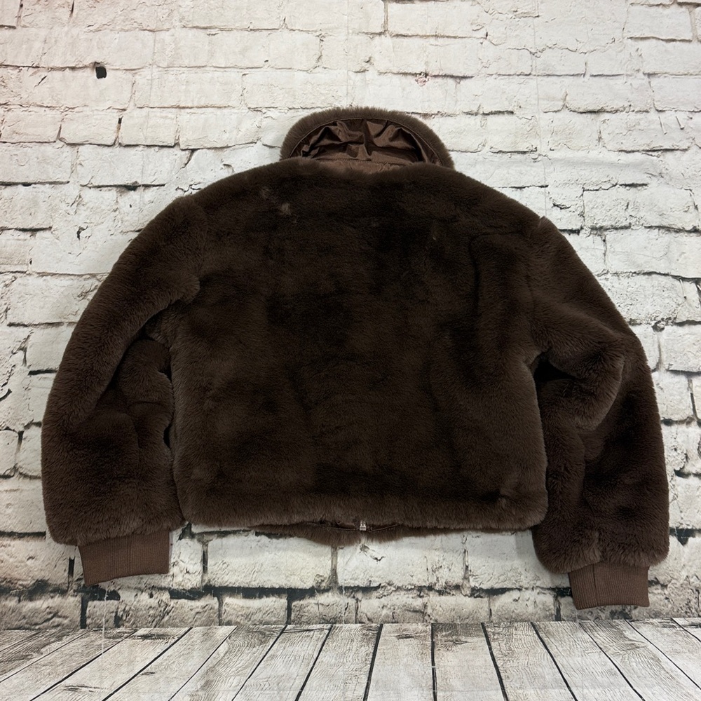 NWT Anthropologie Maeve Cropped Faux-Fur Coat Size M Brown Jacket NEW - Picture 9 of 11